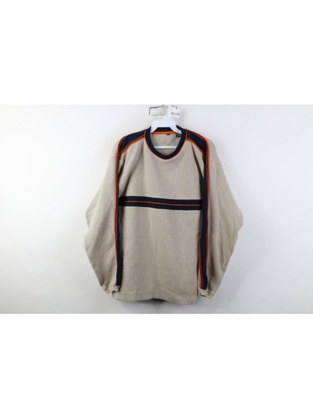 Vtg 90s Y2K Streetwear Mens Medium Striped Heavy Ribbed Knit Long Sleeve T-Shirt